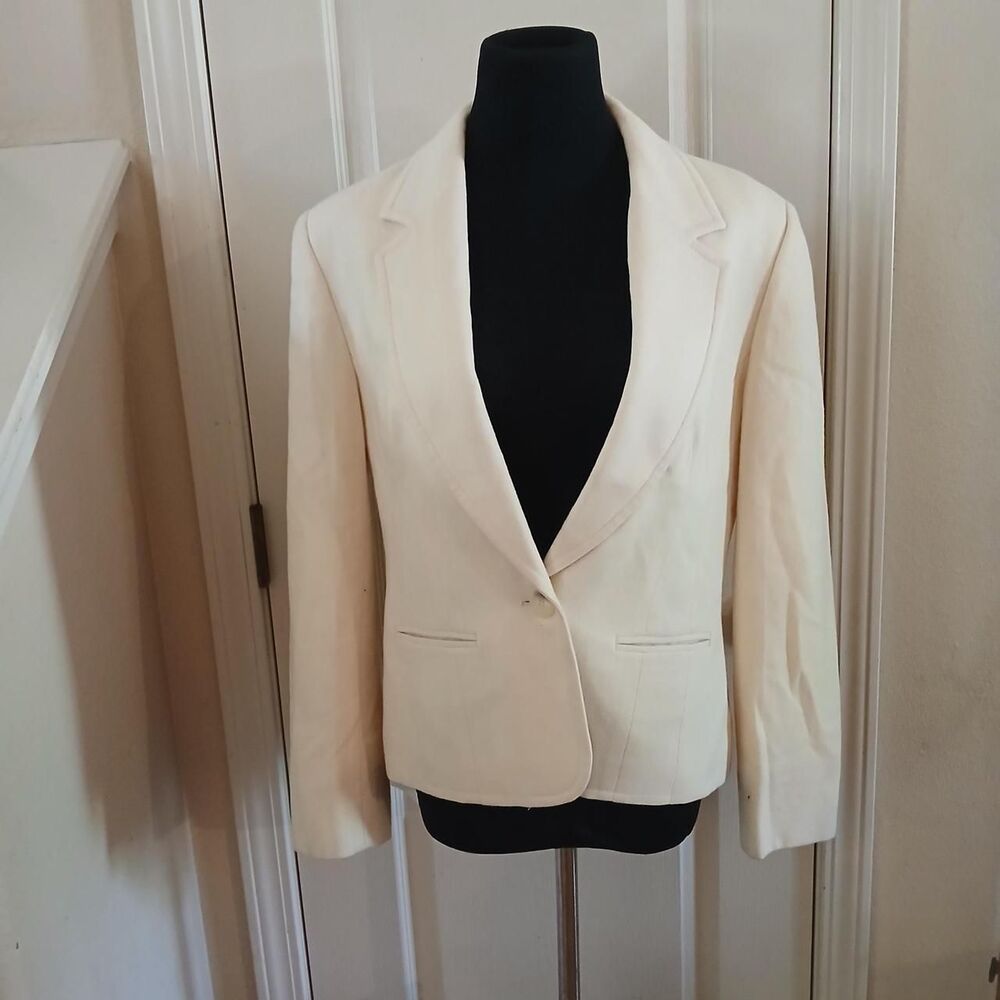 Vintage 70s Pendleton Cream 100% Virgin Wool Lined Blazer Jacket Old Money